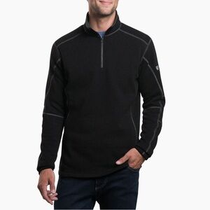 KÜHL Revel Men's Black Quarter-Zip Pullover Sweatshirt Size Small Soft Fleece